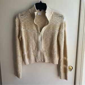 Ecru Cream Women's Zip up Cardigan Sweater